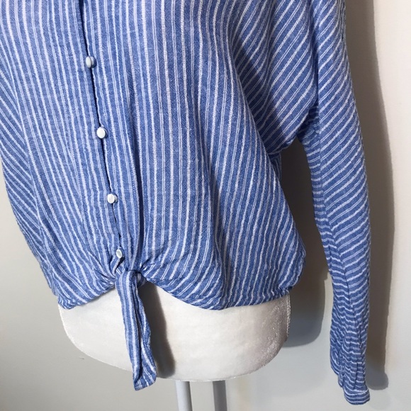 Rails Sloane Azure Stripe Button Down Tie Front Light Blue White Large - Picture 4 of 16